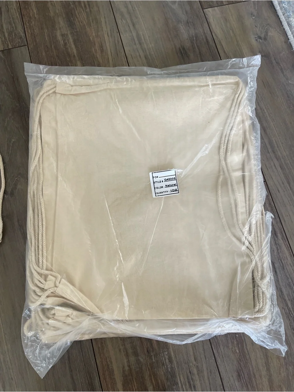Beige canvas drawstring cotton backpacks 15 bag in total brand new never used